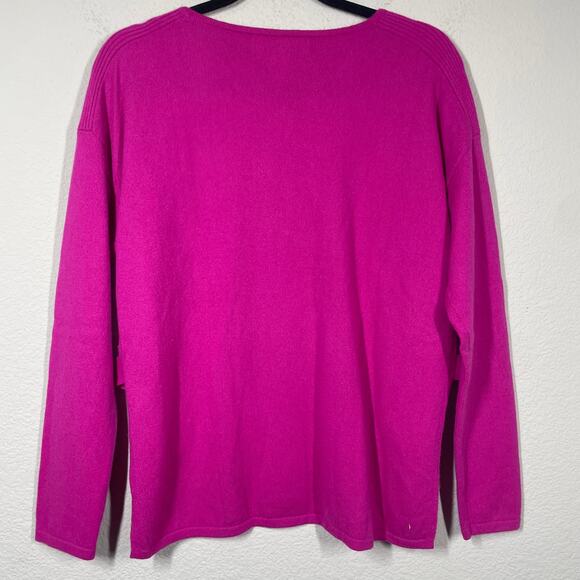 Design History Small Pure Cashmere Cut Out Sweater Fuchsia Pink Long Sleeves - Picture 2 of 7